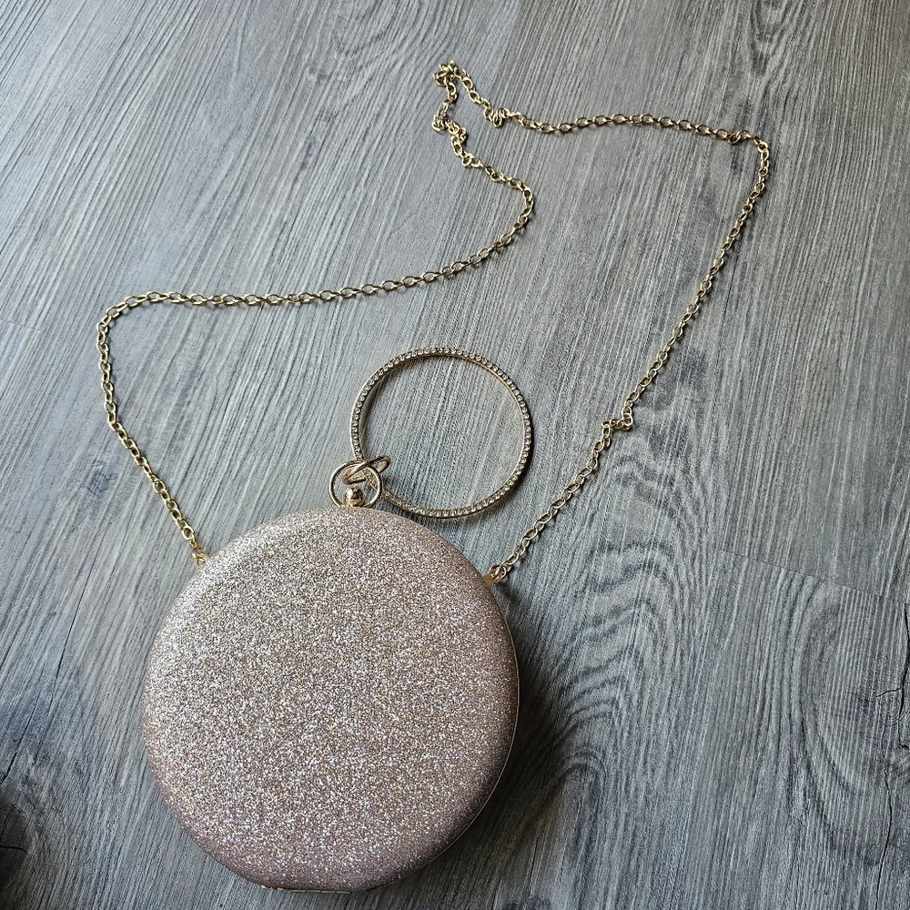 Formal Round Rose Gold Crossbody or Wristlet Purse